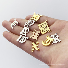 Personnalisé personnalisé 26 lettres rétro gothique plaqué or colliers en acier inoxydable bracelets bracelets de cheville bijoux accessoires OEM